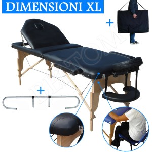Lettino massaggio nuovo modello Nero + Portarotolo