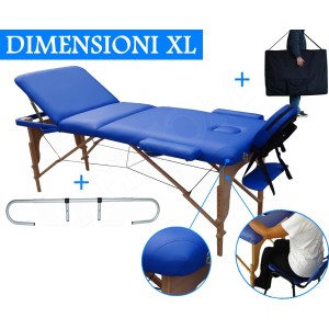 Lettino massaggio 3 zone Blu + Portarotolo