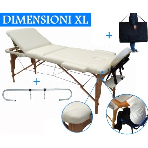 Lettino massaggio 3 zone Panna + Portarotolo