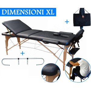 Lettino massaggio 3 zone Nero + Portarotolo